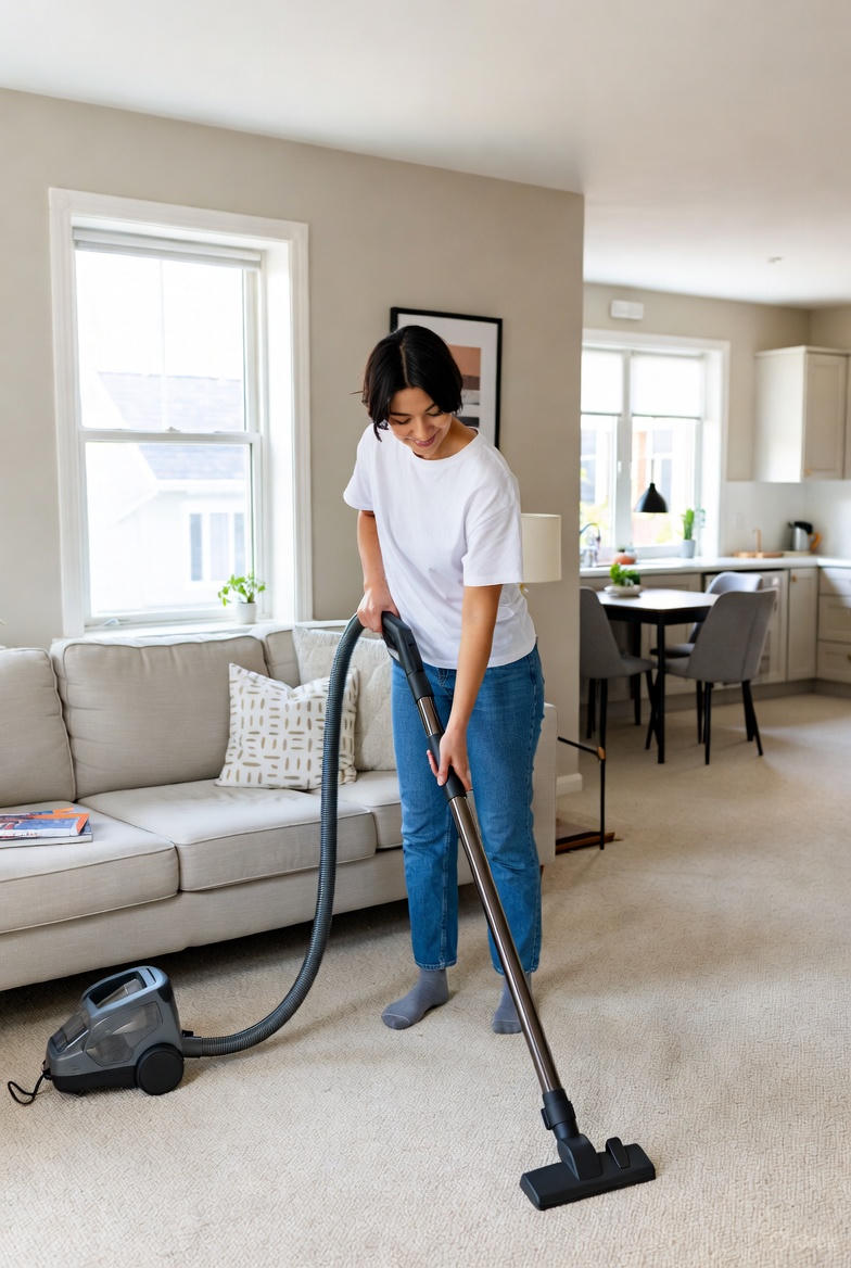 kobieta sprzątająca mieszkanie do wynajęcia